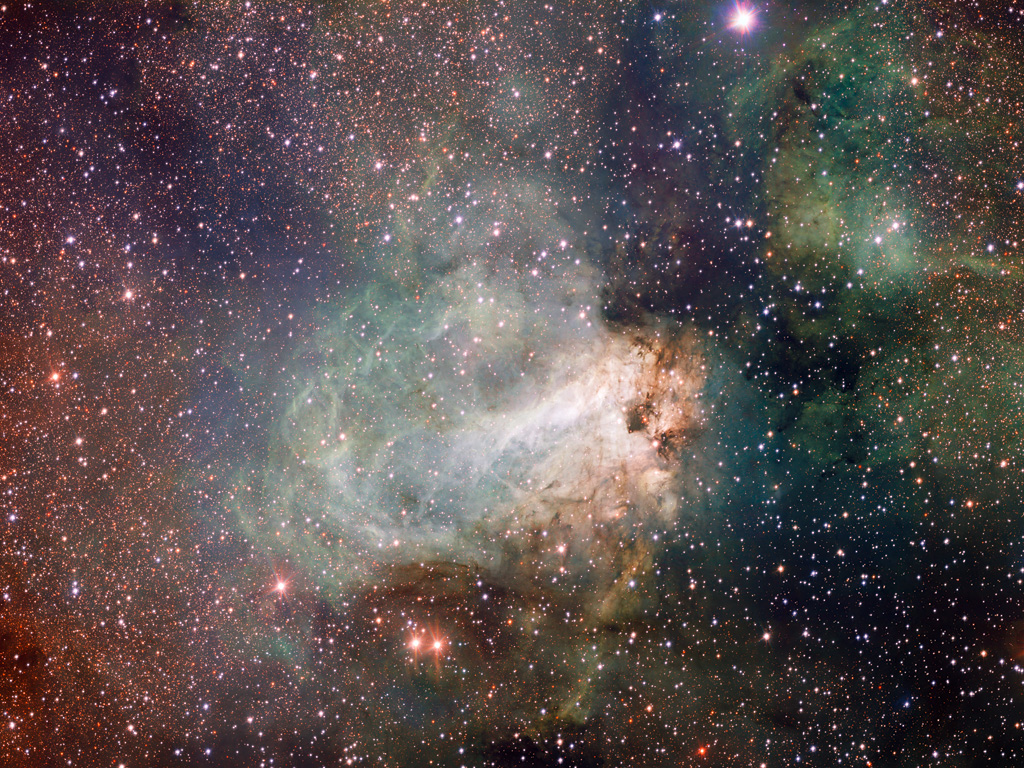La nebulosa de Omega, M 17, observada con la cmara OmegaCAM del VST (ESO)