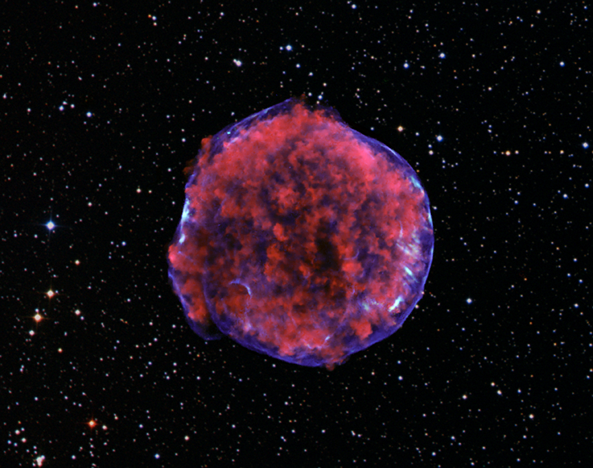 Resto de supernova de Tycho observado en rayos X por satlite Chandra